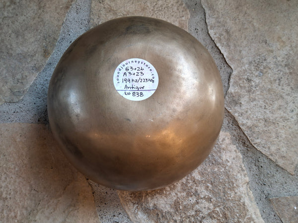 Bowl 838: 6.5" Vintage Himalayan Singing Bowl 208 HZ G#3+3