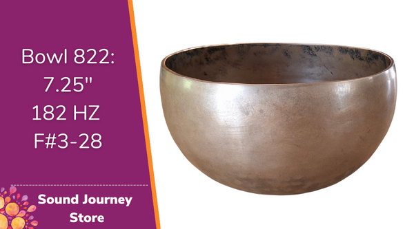 Bowl 822: 7.25" Vintage Himalayan Singing Bowl 182 HZ F#3-28