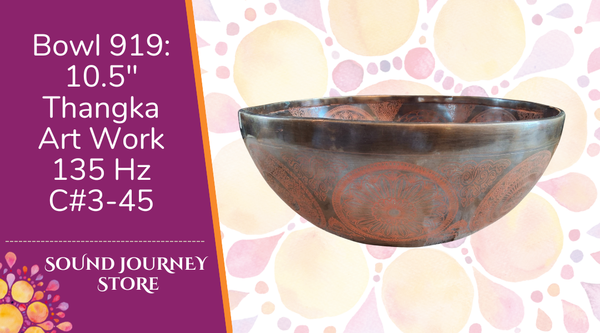 Bowl 919: 10.5" Thangka Art Work Himalayan Singing Bowl 135 Hz C#3-45