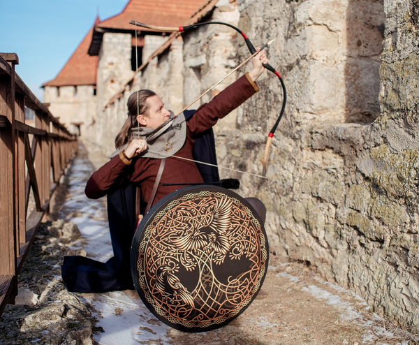 18" or 22" Shamanic Viking "Huginn & Muninn" Vegan Tunable Hand Drum