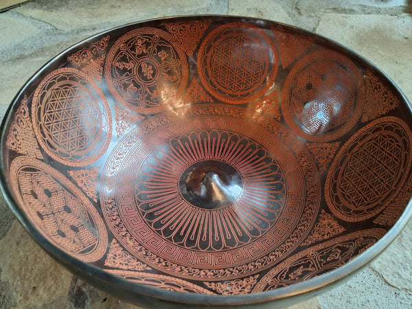 Bowl 916: 10.75" Thangka Art Work Himalayan Singing Bowl 120 Hz B2-49