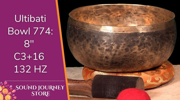 Bowl 774: 8" C3+16  New Ultibati Himalayan Singing Bowl 132 HZ