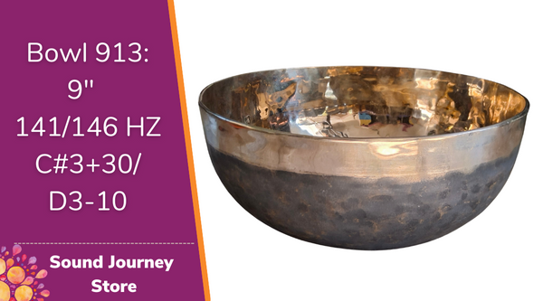 Bowl 913: 9" Ultibati Himalayan Singing Bowl 141/146 HZ C#3+30/D3-10