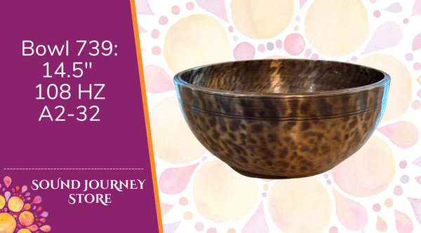 Bowl 739: 14.5" Tiger Finish Himalayan Singing Bowl 108 HZ A2-32
