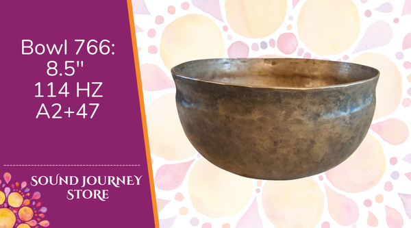 Bowl 766: 8.5" Antique Himalayan Singing Bowl 114 HZ A2+47
