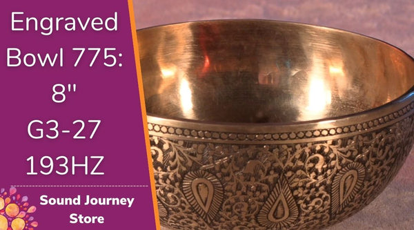 Bowl 775: 8" G3-27 New Engraved Himalayan Singing Bowl 193HZ