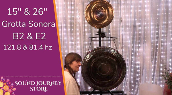 Set of 2 Grotta Sonora Gongs 15" 121.8 hz B2-24 and 26" 84.1hz E2-24