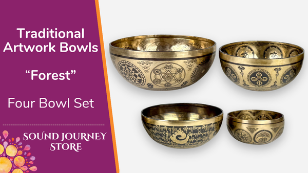 Traditional Artwork Bowls "Forest" Four Bowl Set