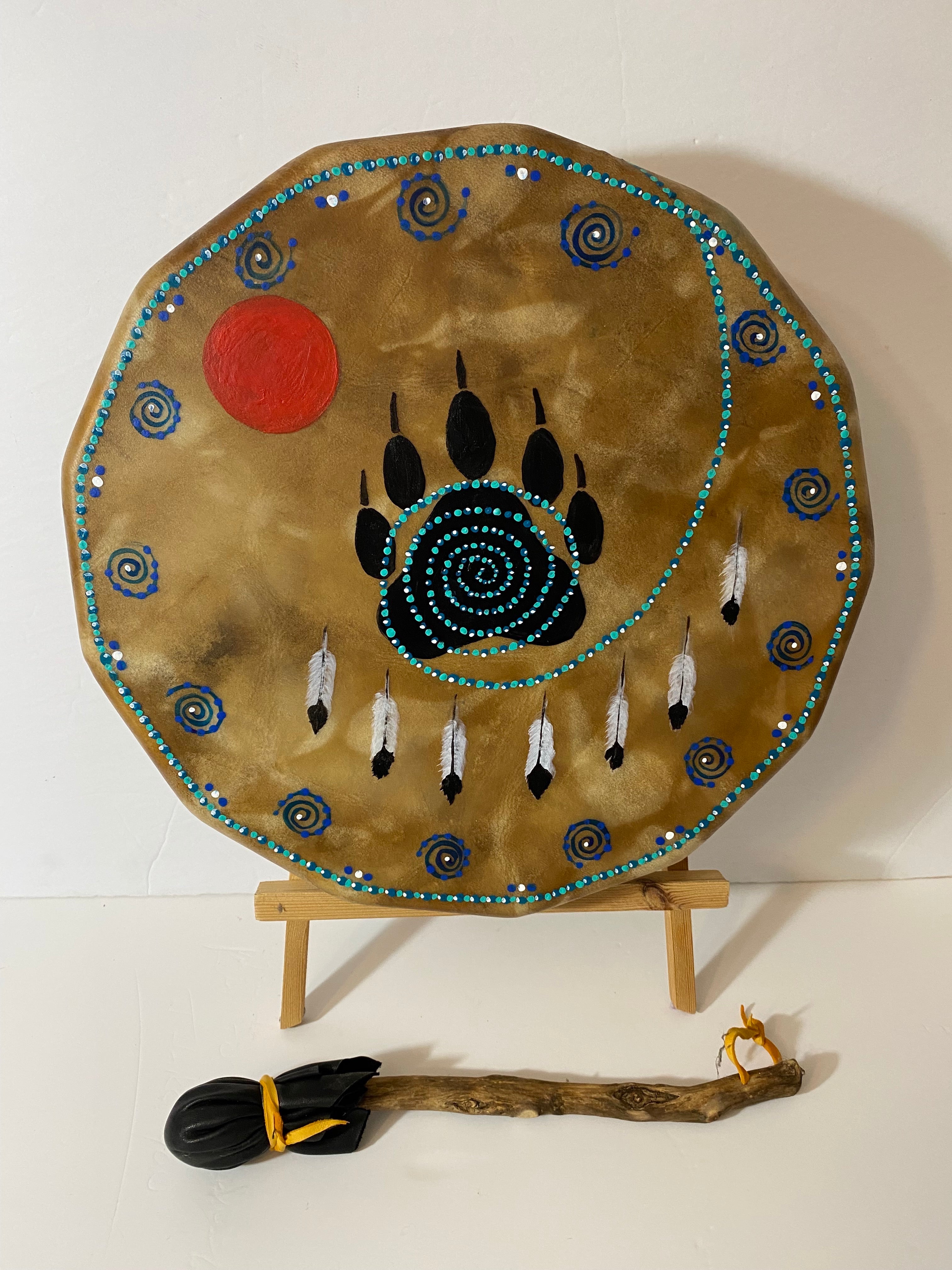 13\ \Wolf Paw\ Indigenous Hand Drum13\ \Wolf Paw\ Indigenous Hand Drum  