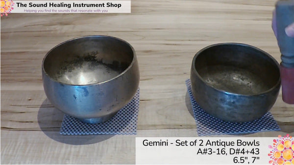 Gemini - Set of 2 Antique Tibetan Himalayan Singing Bowls