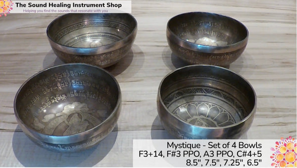Mystique - Set of 4 Engraved Tibetan Himalayan Singing Bowls