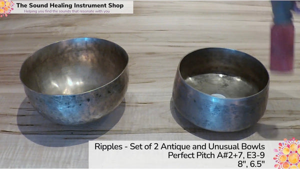 Ripples - Set of 2 Antique and Unusual Tibetan Himalayan Singing Bowls