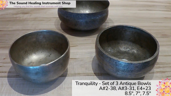 Tranquility - Set of 3 Antique Tibetan Himalayan Singing Bowls